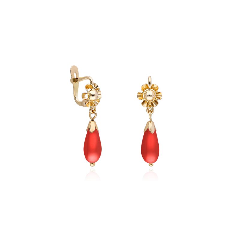 PENDIENTES "ROSARIO" ORO 18K CORALINA