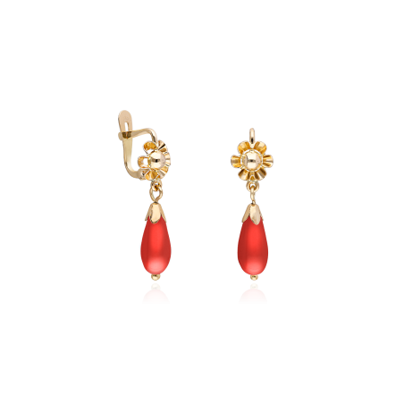 PENDIENTES "ROSARIO" ORO 18K CORALINA