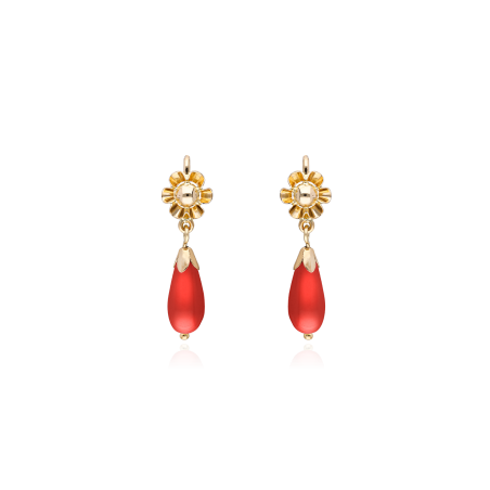 PENDIENTES "ROSARIO" ORO 18K CORALINA