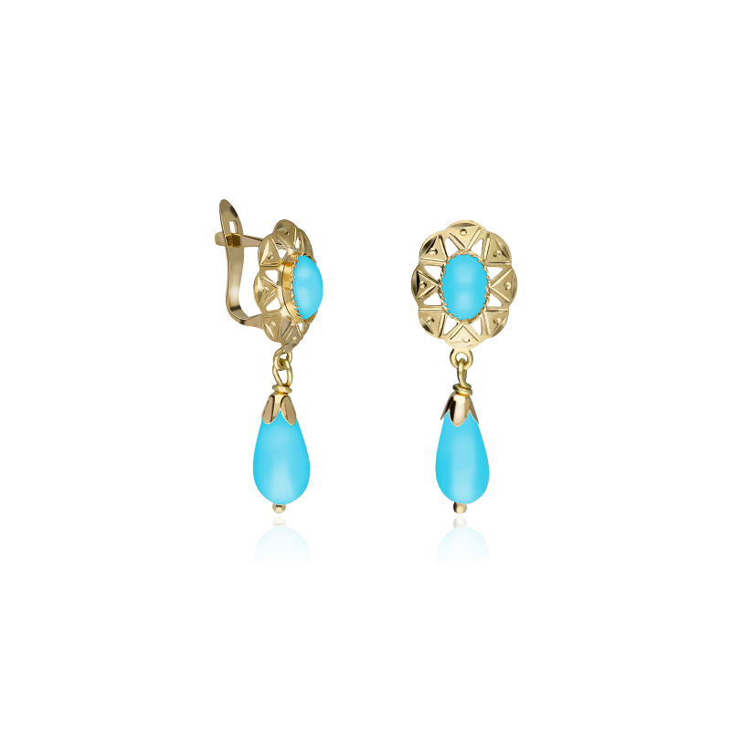 PENDIENTES "ANA" ORO 18K Y TURQUESAS