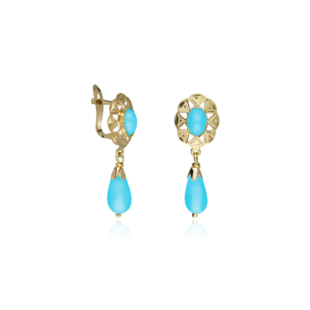 PENDIENTES "ANA" ORO 18K Y TURQUESAS