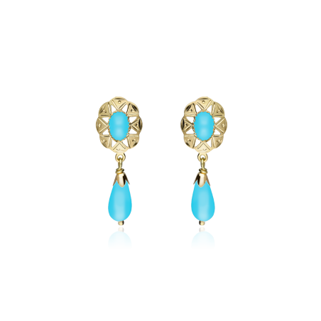 PENDIENTES "ANA" ORO 18K Y TURQUESAS