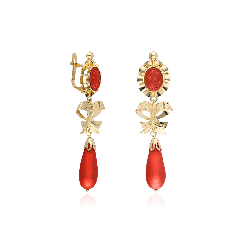 PENDIENTES "PILAR" ORO 18K CORAL NATURAL