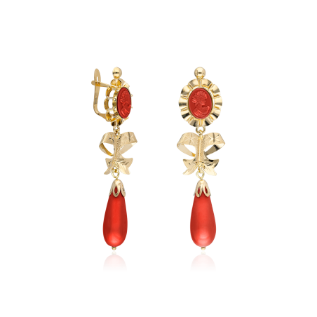 PENDIENTES "PILAR" ORO 18K CORAL NATURAL