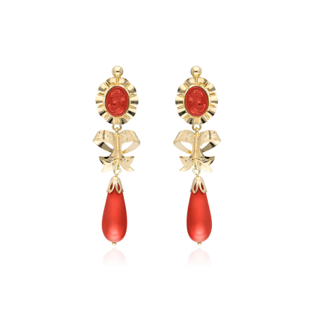 PENDIENTES "PILAR" ORO 18K CORAL NATURAL