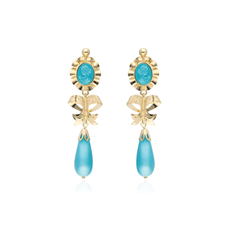 PENDIENTES "PILAR" ORO 18K TURQUESA