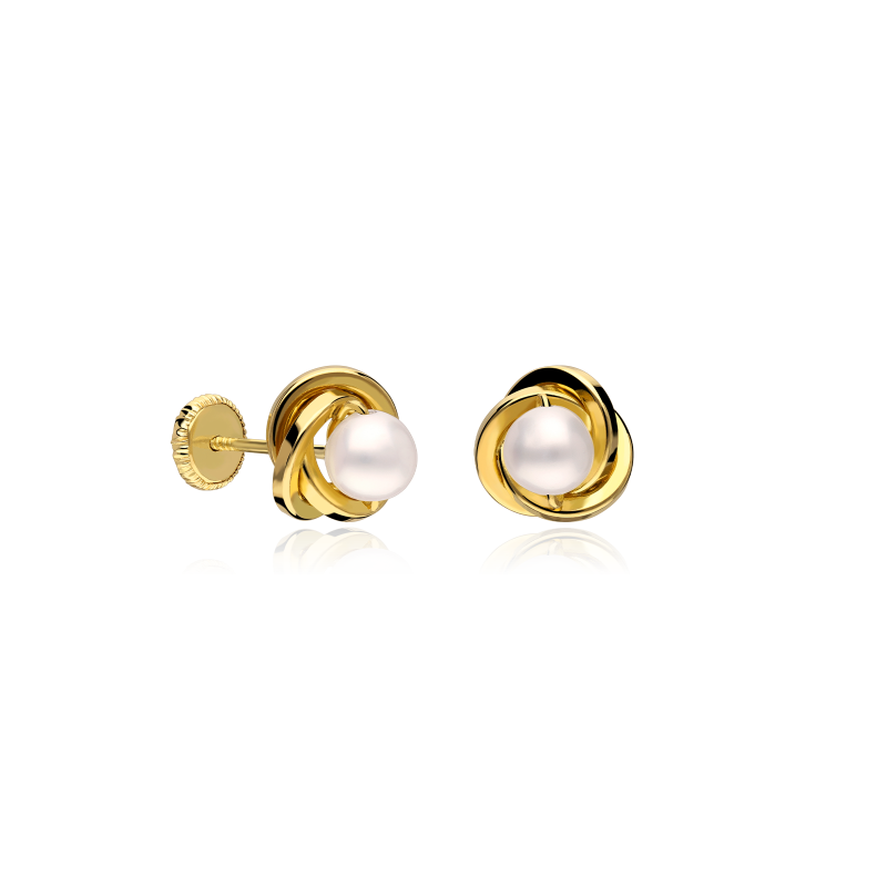 Pendientes oro 18k y perlas 7mm "Nest"