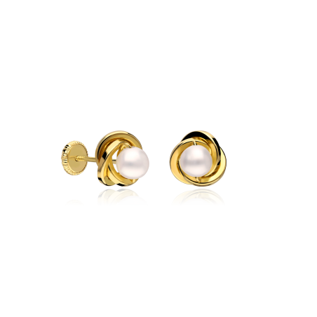 Pendientes oro 18k y perlas 7mm "Nest"