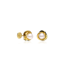 Pendientes oro 18k y perlas 6mm "Nest"