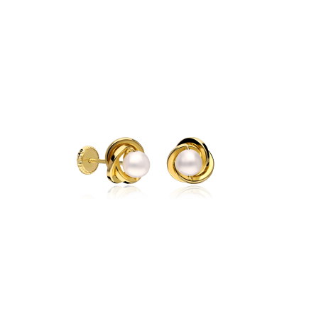 Pendientes oro 18k y perlas 6mm "Nest"