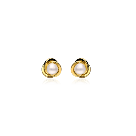 Pendientes oro 18k y perlas 6mm "Nest"