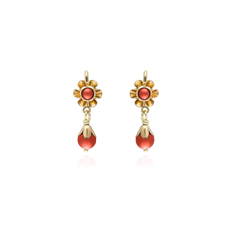 PENDIENTES "CARMINA" ORO 18K CORAL