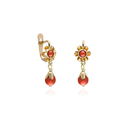 PENDIENTES "CARMINA" ORO 18K CORAL