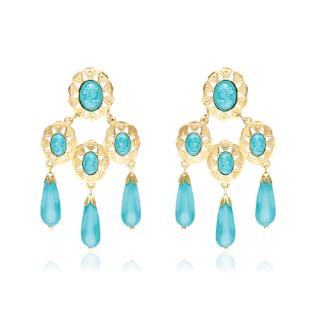 PENDIENTES "MACARENA" ORO 18K TURQUESA NATURAL