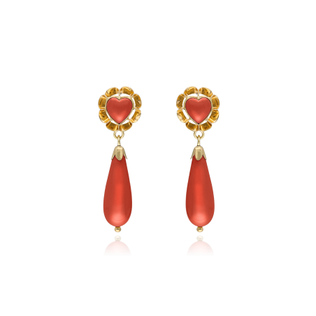PENDIENTES "ISABEL" ORO 18K Y CORAL