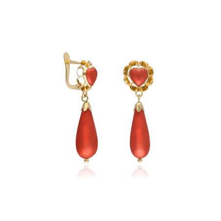 PENDIENTES "ISABEL" ORO 18K Y CORAL
