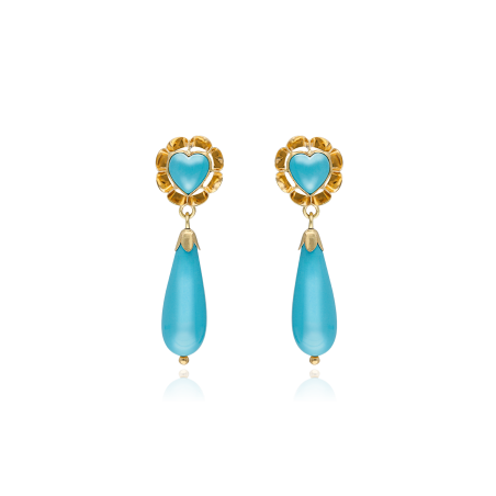PENDIENTES "ISABEL" ORO 18K TURQUESA