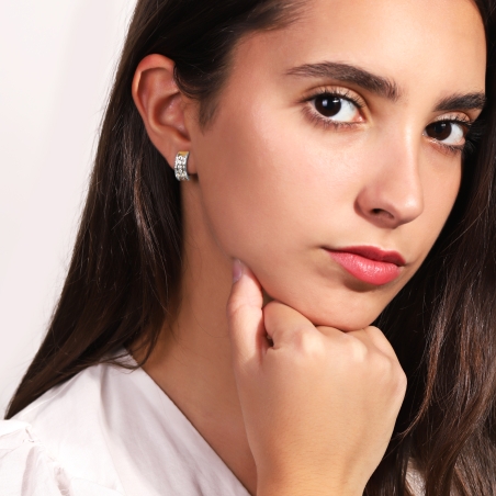 Pendientes Oro Bicolor 18k Circonitas "Wave"