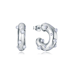 Pendientes Viceroy acero aro con circonitas y perlas sintéticas 15148E01000