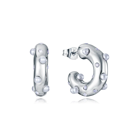 Pendientes Viceroy acero aro con circonitas y perlas sintéticas 15148E01000