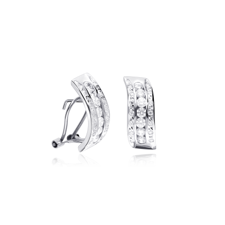 Pendientes "Wave" Oro Blanco 18k y circonitas