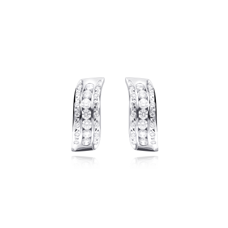 Pendientes "Wave" Oro Blanco 18k y circonitas