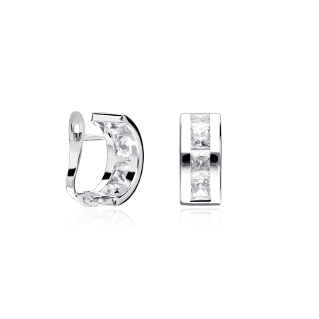 Pendientes Oro Blanco 18k y circonitas "Cubic"