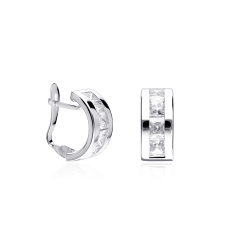 Pendientes Oro Blanco 18k y circonitas "Cubic"