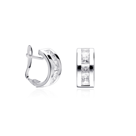 Pendientes Oro Blanco 18k y circonitas "Cubic"