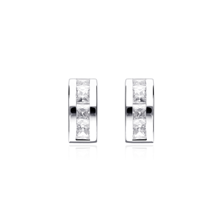 Pendientes Oro Blanco 18k y circonitas "Cubic"