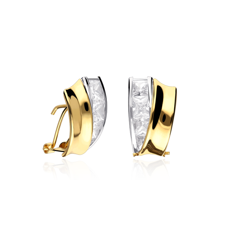 Pendientes Oro Bicolor 18k y circonitas "Angers"