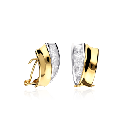 Pendientes Oro Bicolor 18k y circonitas "Angers"