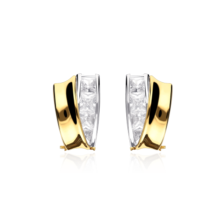 Pendientes Oro Bicolor 18k y circonitas "Angers"