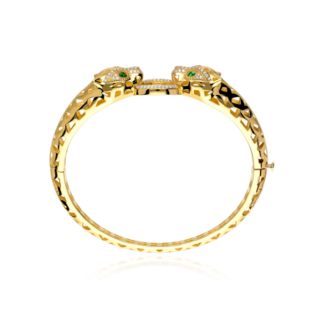Pulsera Rígida Oro 18k y circonitas "Bataka"