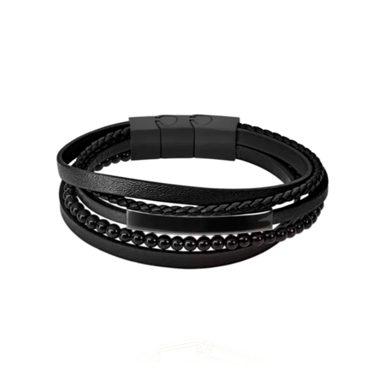 Pulsera Lotus Style hombre cuero negro LS2144-2/4