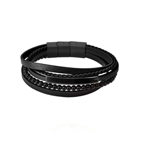 Pulsera Lotus Style hombre cuero negro LS2144-2/4
