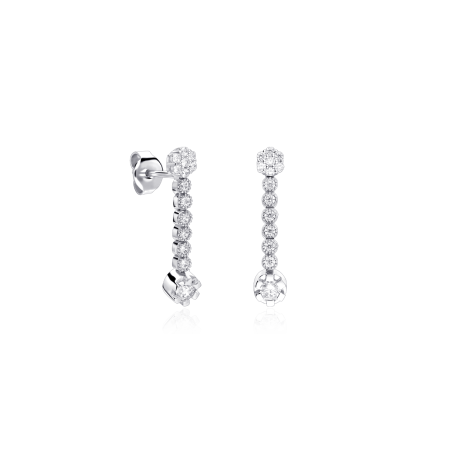 Pendientes Oro Blanco18k y circonitas "Fleurs"