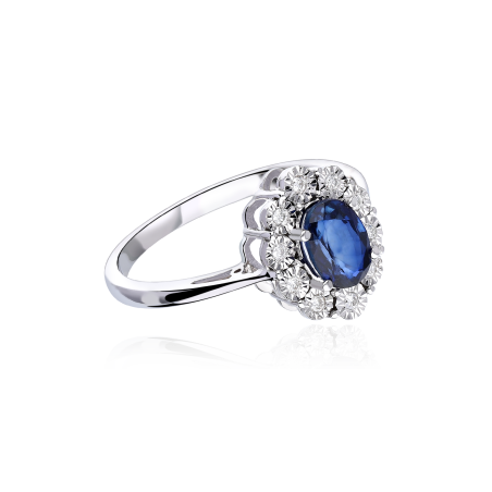 Anillo "Bleu" Oro blanco 18k Zafiro y Diamantes
