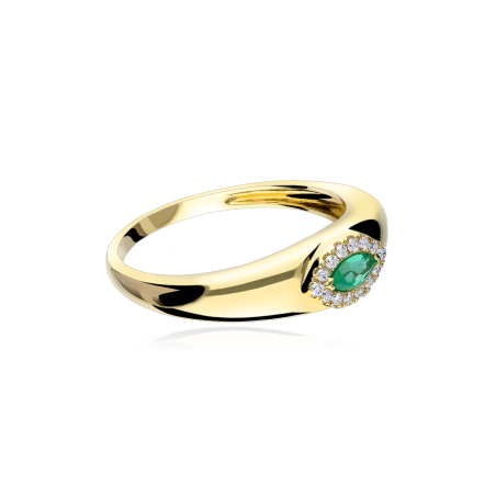 Anillo Oro 18k, esmeralda y diamantes 0.08cts "Shaira"