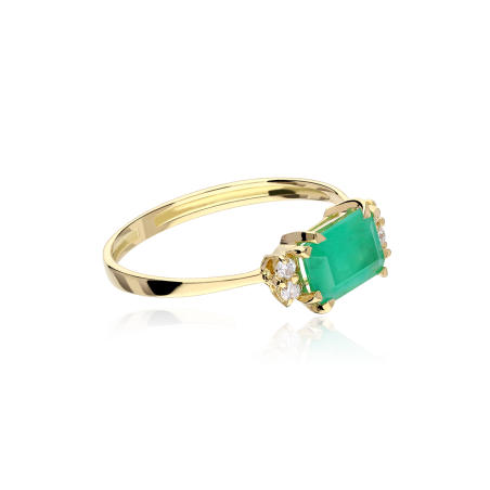 Anillo Oro 18k esmeralda y diamantes 0.06cts "Biella"