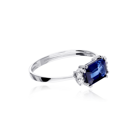 Anillo Oro 18k zafiro y diamantes 0.06cts "Biella"