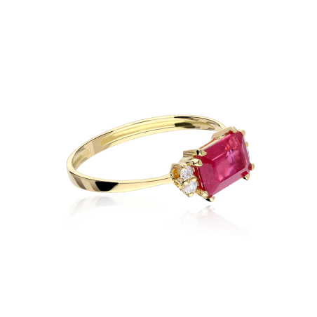 Anillo Oro 18k rubí y diamantes 0.06cts "Biella"
