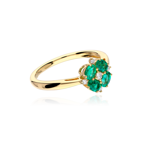 Anillo "Bianzano" Oro 18k Diamantes y Esmeraldas