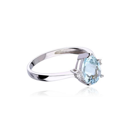 ANILLO "SKHIRAT" AGUA MARINA Y DIAMANTES 0.05cts