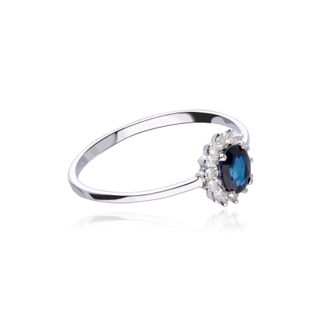Anillo "Piano" Zafiro y Diamantes 0.13 cts