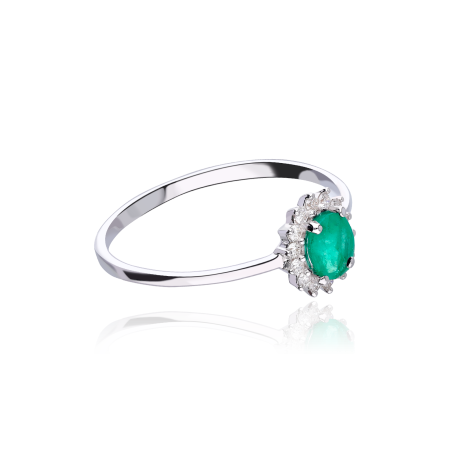 Anillo "Piano" esmeralda y diamantes 0.12 cts