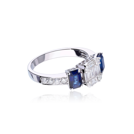 Anillo Oro 18k zafiros y diamantes 0.71cts "Bellagio"