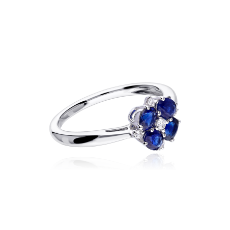 Anillo Oro 18k zafiros y diamantes 0.071cts "Bianzano"