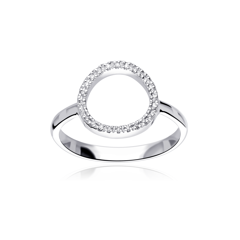 Anillo "Péssaro" Oro Blanco 18k y Diamantes 0.10 cts