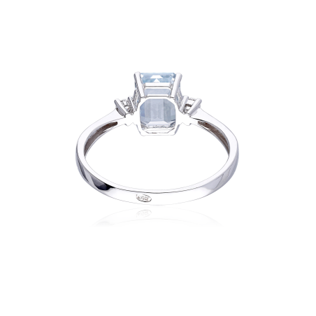ANILLO "SHAY" ORO BLANCO 18K AGUAMARINA Y DIAMANTES 0.10 CTS